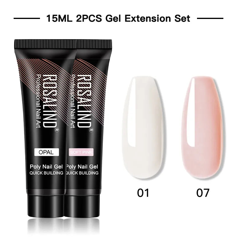 ROSALIND 15/30ml Poly Nail Gel Semi Permanent Acrylic Extension Crystal Nail Art Fast Builder Hybrid Varnish UV Poly Nail Polish