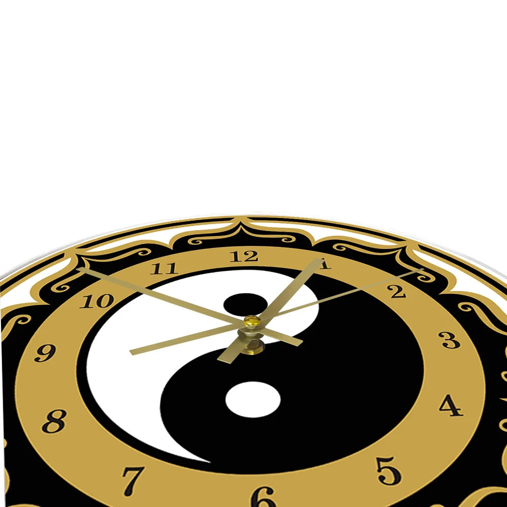 Yin Yang Symbol Modern Wall Clock Chinese Philosophy Taoist Amulet Wall Art Spirituality Home Decor Silent Movement Wall Clock