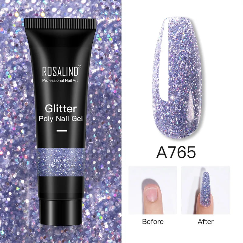 ROSALIND 15/30ml Poly Nail Gel Semi Permanent Acrylic Extension Crystal Nail Art Fast Builder Hybrid Varnish UV Poly Nail Polish