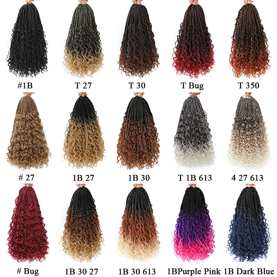 14 Inch Bob Box Braids Crochet Hair Pre Looped for Kids Bohemian Crochet Boho Box Braids Goddess Micro Box Braids Crochet Hair