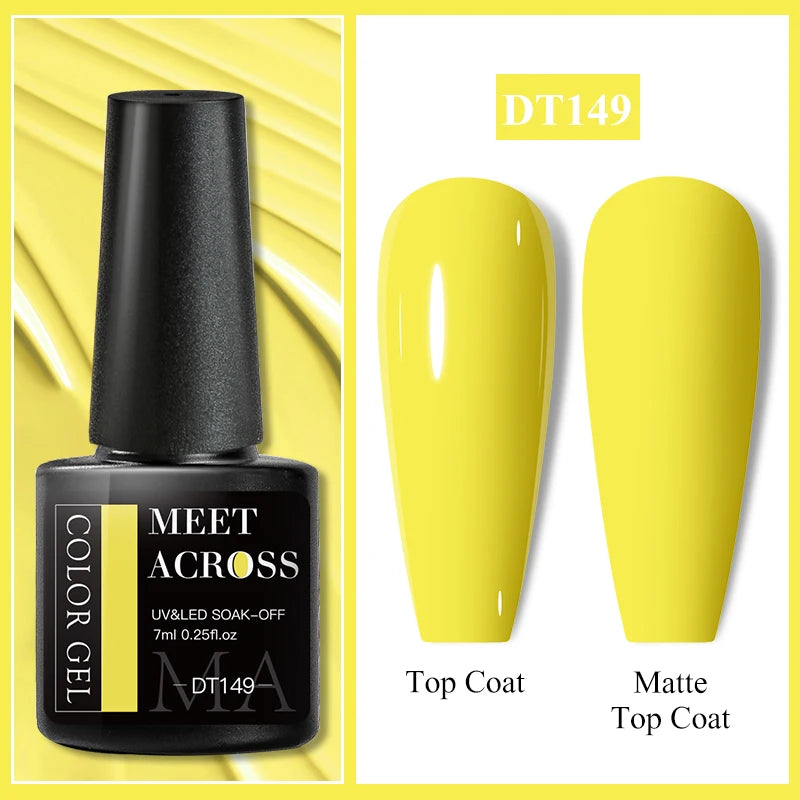 MEET ACROSS 7ml Auroras Thermal Gel Nail Polish Gold Glitter Gradient Color Changing Gel Semi Permanent Nail Art UV Gel Varnish