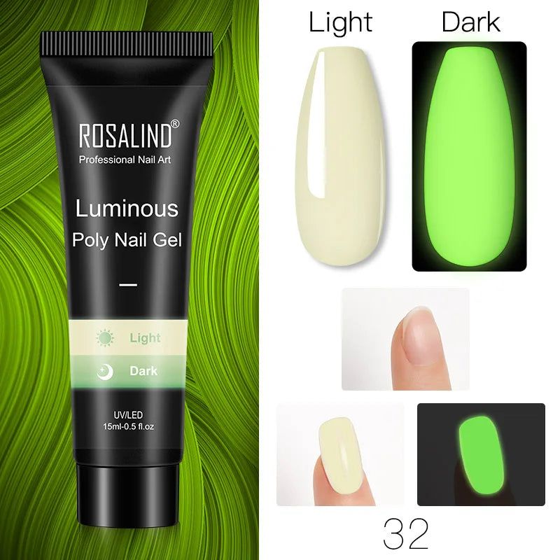 ROSALIND 15/30ml Poly Nail Gel Semi Permanent Acrylic Extension Crystal Nail Art Fast Builder Hybrid Varnish UV Poly Nail Polish