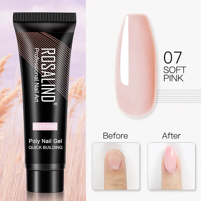 ROSALIND 15/30ml Poly Nail Gel Semi Permanent Acrylic Extension Crystal Nail Art Fast Builder Hybrid Varnish UV Poly Nail Polish