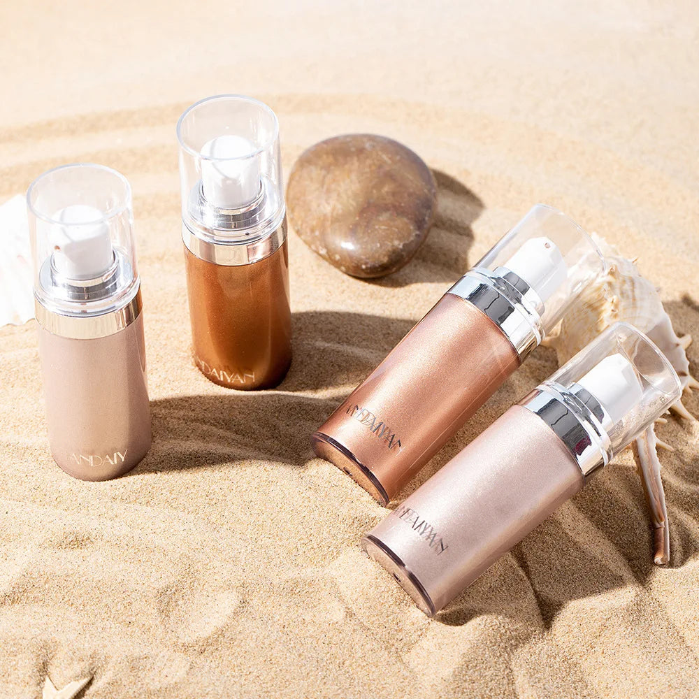 4 Colors Spray Liquid Highlighter  Shimmer Face Contour Cosmetic Glitter Body Bronzer Oil Mist Highlight Illuminator Makeup