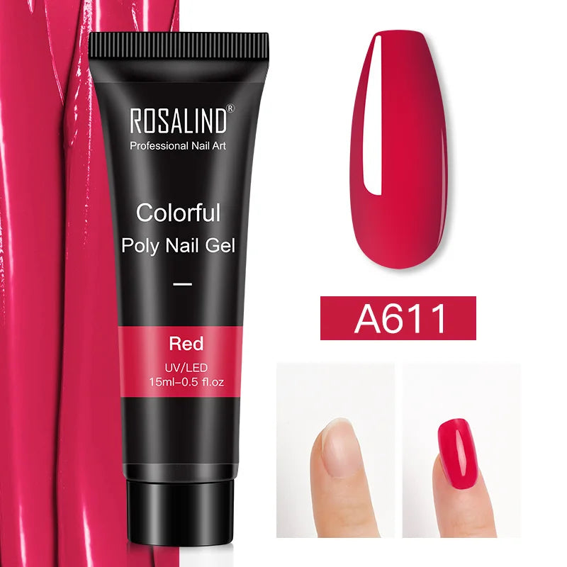 ROSALIND 15/30ml Poly Nail Gel Semi Permanent Acrylic Extension Crystal Nail Art Fast Builder Hybrid Varnish UV Poly Nail Polish