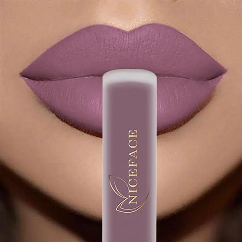 NICEFACE Hot Lip Gloss Waterproof Velvet Nude Matte Liquid Lipstick Cosmetics Lip Tint Cream Pigment Long Lasting for Lip Makeup