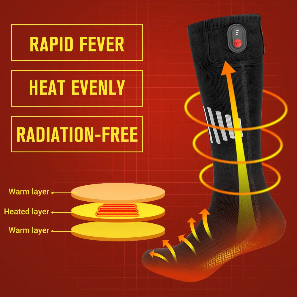 65℃ Heated Socks Winter Warmth 5000mAh USB Rechargeable Heating Socks Motorcycle Outdoor Heated Boots Snowmobile Skiing Sock
