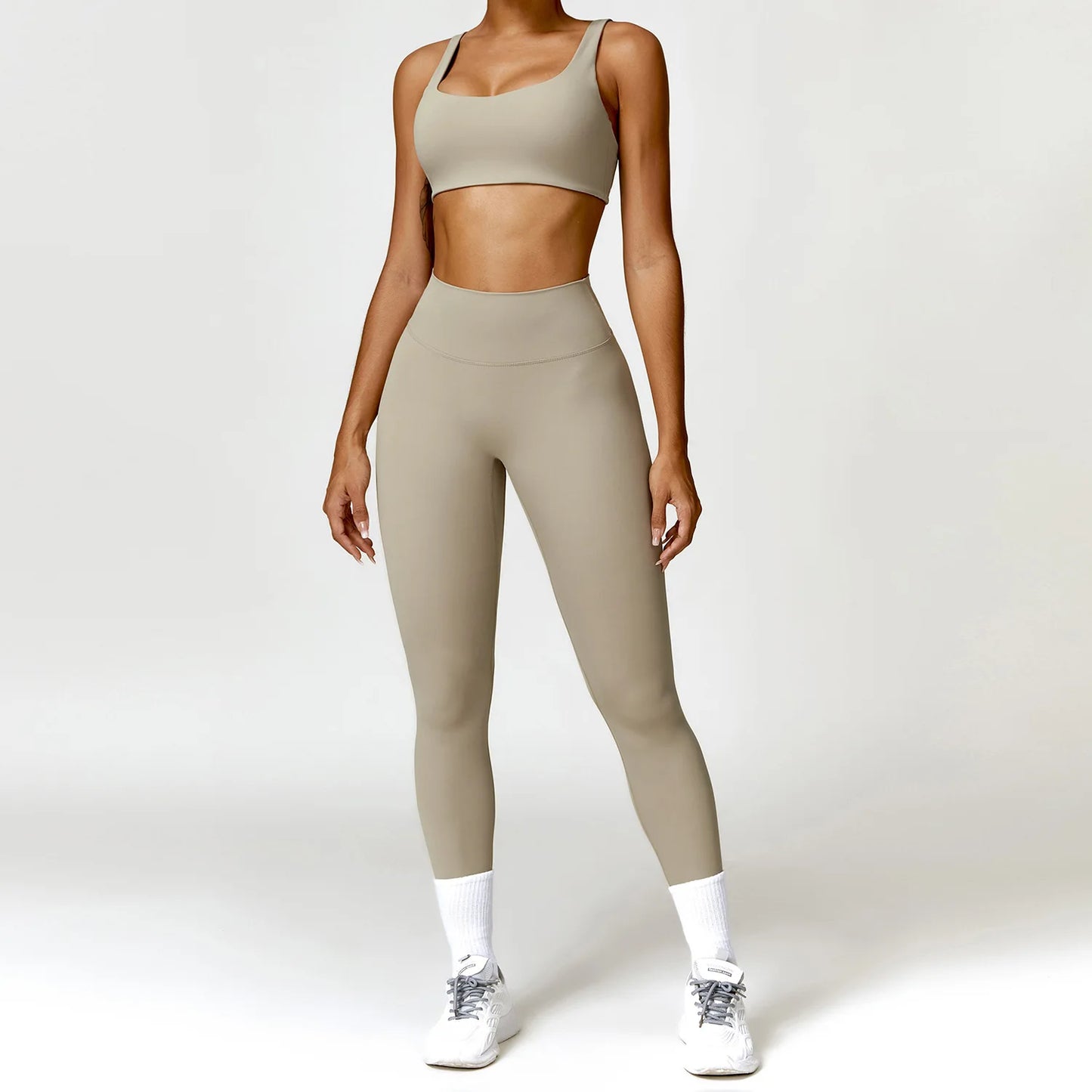 Yoga Set 2PCS Women Gym Long Sleeve Seamless Sportswear Workout Clothes Athletic Wear Legging Fitness Bra Crop Top Sports Suits
