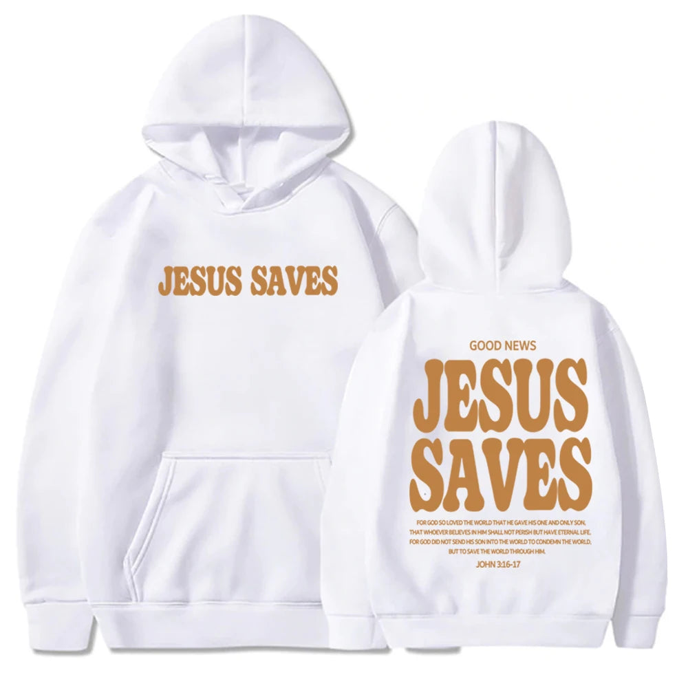 Christian Jesus Saves Hoodie Man Woman Bible Verse Faith Sweatshirt Aesthetic Pullover Tops Streetwear Gift