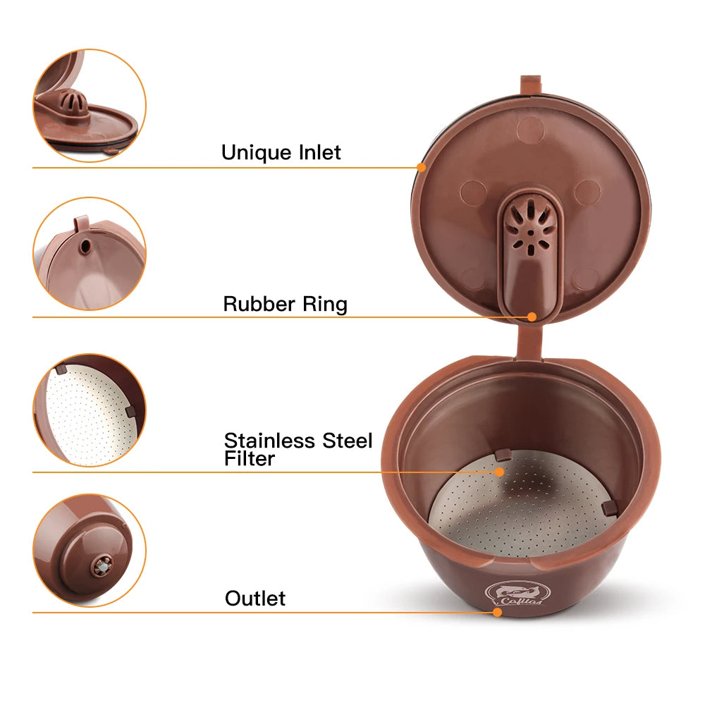 iCafilas for Dolce Gusto Reusable Crema Coffee Capsule Cappuccino Filters Compatible With Nescafe Dolci Gusto Machine