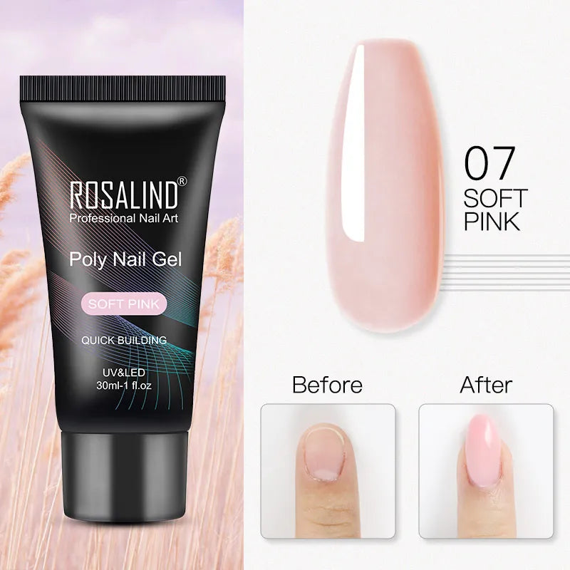ROSALIND 15/30ml Poly Nail Gel Semi Permanent Acrylic Extension Crystal Nail Art Fast Builder Hybrid Varnish UV Poly Nail Polish