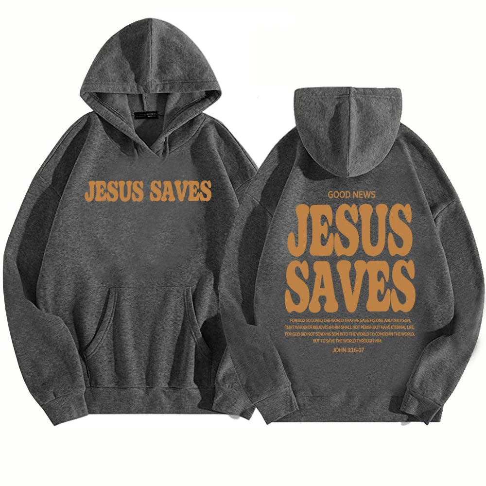 Christian Jesus Saves Hoodie Man Woman Bible Verse Faith Sweatshirt Aesthetic Pullover Tops Streetwear Gift