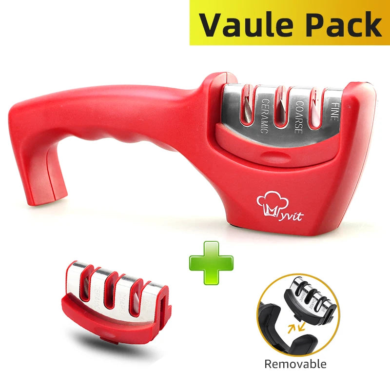 Knife Sharpener 4 in 1 Diamond Coated&Fine Rod Knife Shears and Scissors Sharpening Stone System Stainless Steel Blades