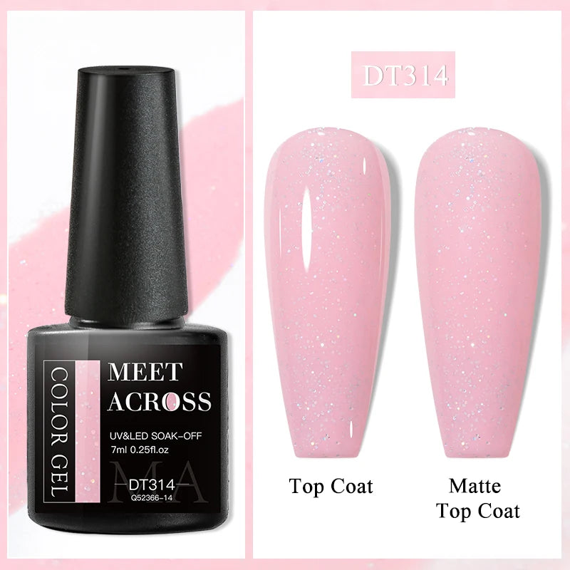MEET ACROSS 7ml Auroras Thermal Gel Nail Polish Gold Glitter Gradient Color Changing Gel Semi Permanent Nail Art UV Gel Varnish