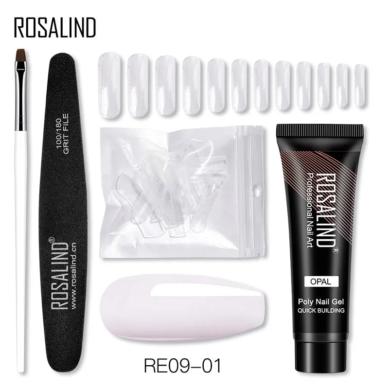ROSALIND 15/30ml Poly Nail Gel Semi Permanent Acrylic Extension Crystal Nail Art Fast Builder Hybrid Varnish UV Poly Nail Polish