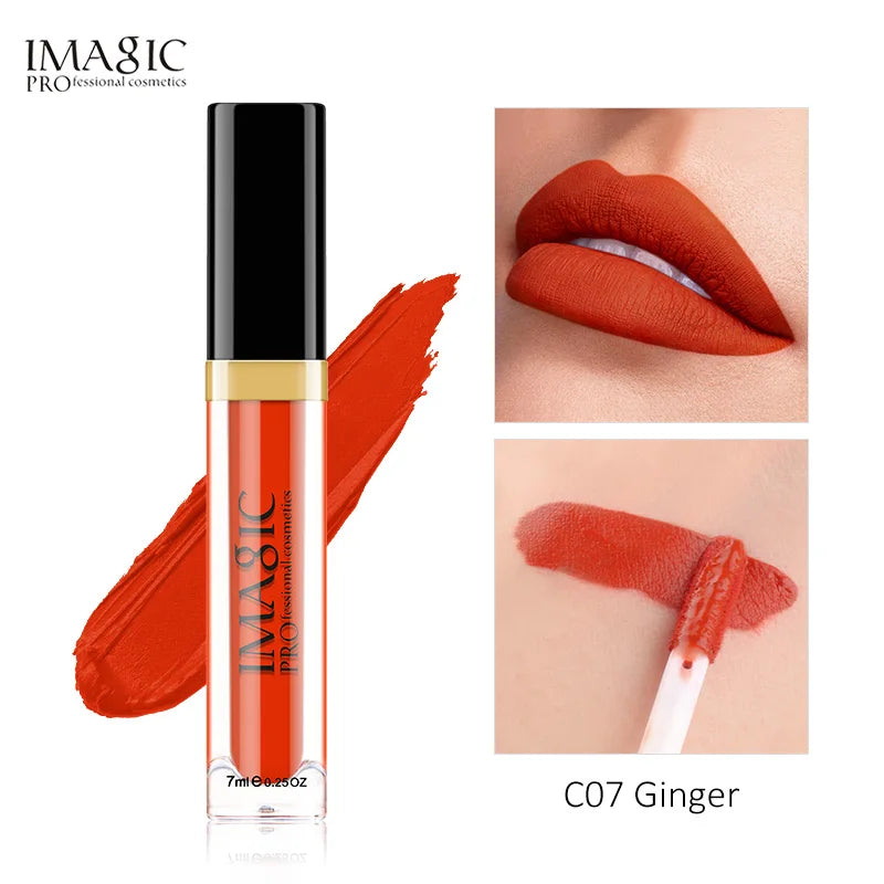 IMAGIC Matte Lip Gloss Waterproof  Liquid Lipgloss Matte Long Lasting Sexy Cosmetic Beauty Keep 24 Hours Makeup Lips