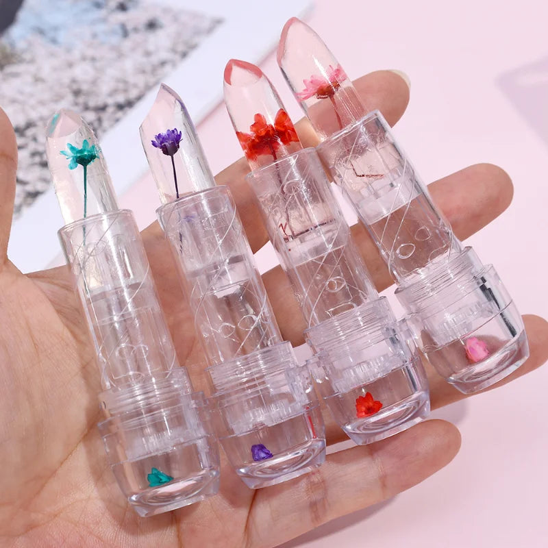 Temperature Color Change Flower Lipstick Waterproof Moisturizing Magic Jelly Lip Blam Crystal Transparent Lips Makeup Cosmetics