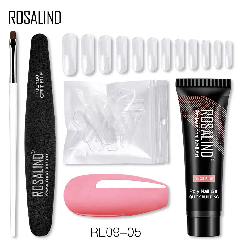 ROSALIND 15/30ml Poly Nail Gel Semi Permanent Acrylic Extension Crystal Nail Art Fast Builder Hybrid Varnish UV Poly Nail Polish