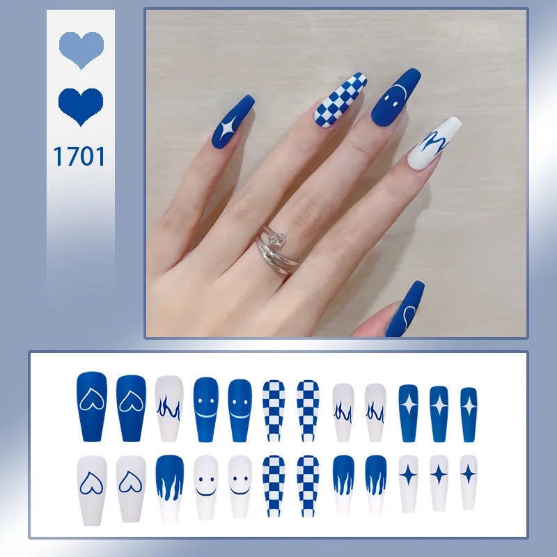 24PcsSet Wearable Press on Nail Art Full Cover Manicure Ballet Cute Nails False Removable Fake Nails With Glue Short Square Head