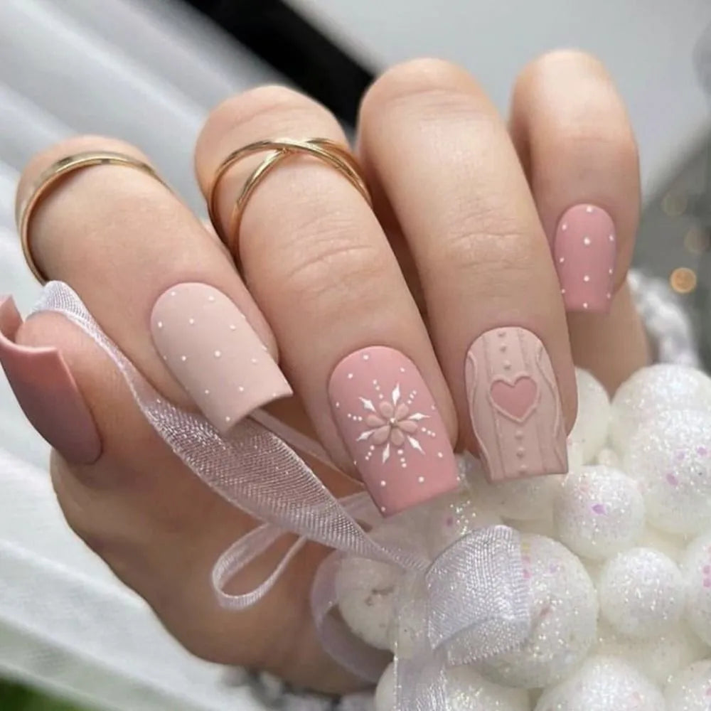 24pcs False Nail Full Cover Fake Nail Elegant Pink Gradient Glitter French Short Nails Coffin Short False Nail Press on Nails