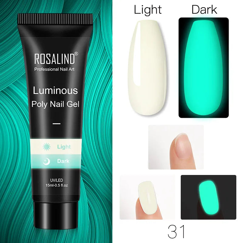 ROSALIND 15/30ml Poly Nail Gel Semi Permanent Acrylic Extension Crystal Nail Art Fast Builder Hybrid Varnish UV Poly Nail Polish
