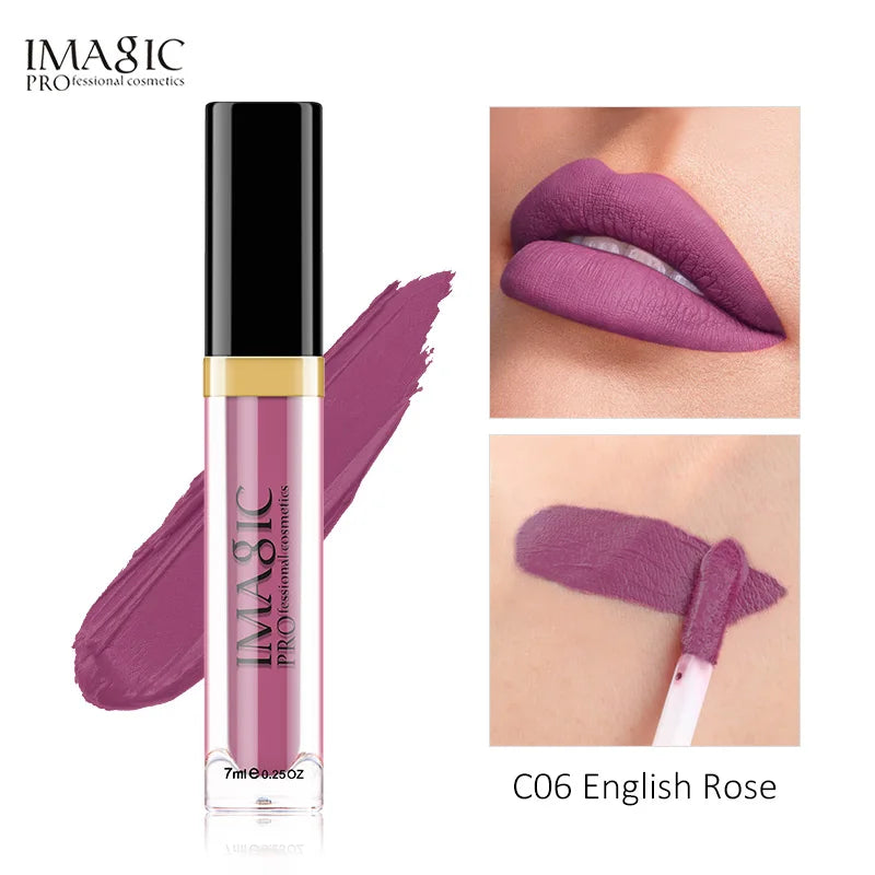 IMAGIC Matte Lip Gloss Waterproof  Liquid Lipgloss Matte Long Lasting Sexy Cosmetic Beauty Keep 24 Hours Makeup Lips