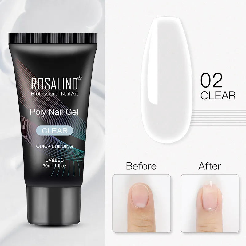 ROSALIND 15/30ml Poly Nail Gel Semi Permanent Acrylic Extension Crystal Nail Art Fast Builder Hybrid Varnish UV Poly Nail Polish