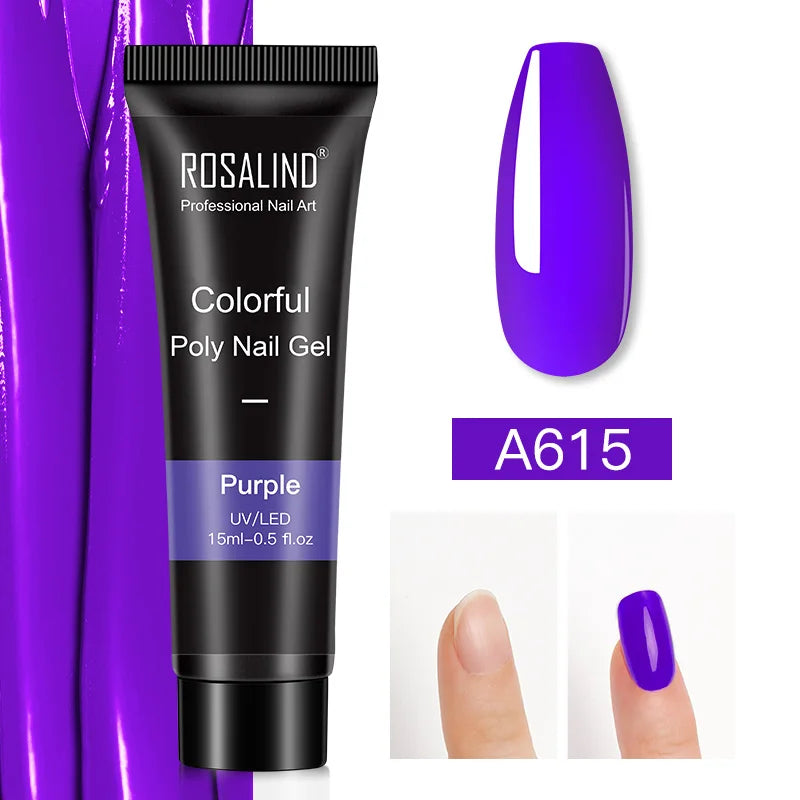 ROSALIND 15/30ml Poly Nail Gel Semi Permanent Acrylic Extension Crystal Nail Art Fast Builder Hybrid Varnish UV Poly Nail Polish
