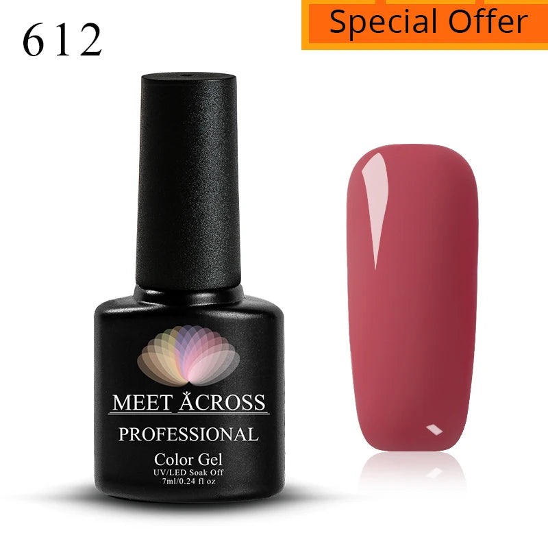 MEET ACROSS 7ml Auroras Thermal Gel Nail Polish Gold Glitter Gradient Color Changing Gel Semi Permanent Nail Art UV Gel Varnish