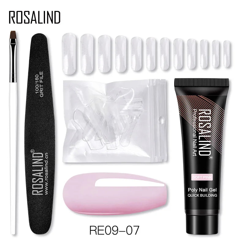 ROSALIND 15/30ml Poly Nail Gel Semi Permanent Acrylic Extension Crystal Nail Art Fast Builder Hybrid Varnish UV Poly Nail Polish