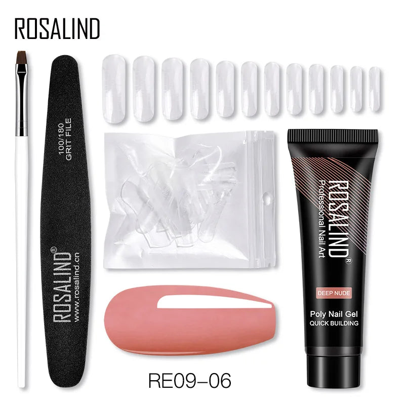 ROSALIND 15/30ml Poly Nail Gel Semi Permanent Acrylic Extension Crystal Nail Art Fast Builder Hybrid Varnish UV Poly Nail Polish