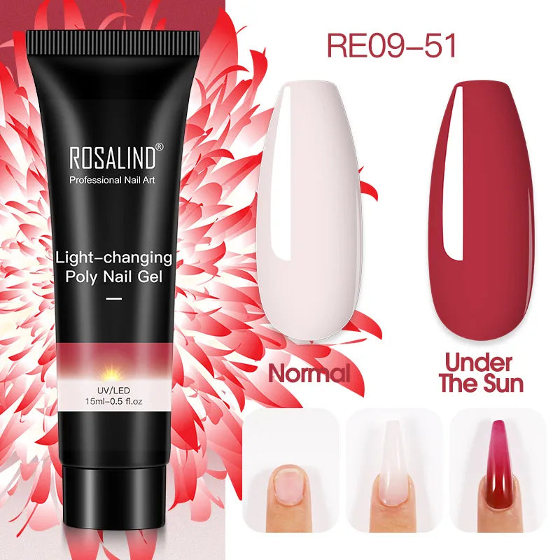 ROSALIND 15/30ml Poly Nail Gel Semi Permanent Acrylic Extension Crystal Nail Art Fast Builder Hybrid Varnish UV Poly Nail Polish