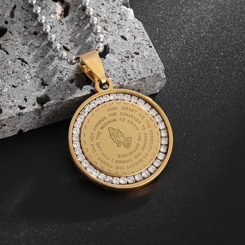 Men\'s Classic Punk Gold Plated Freemason Round Medal Pendant Necklace Hip Hop Style Rock Party Jewelry