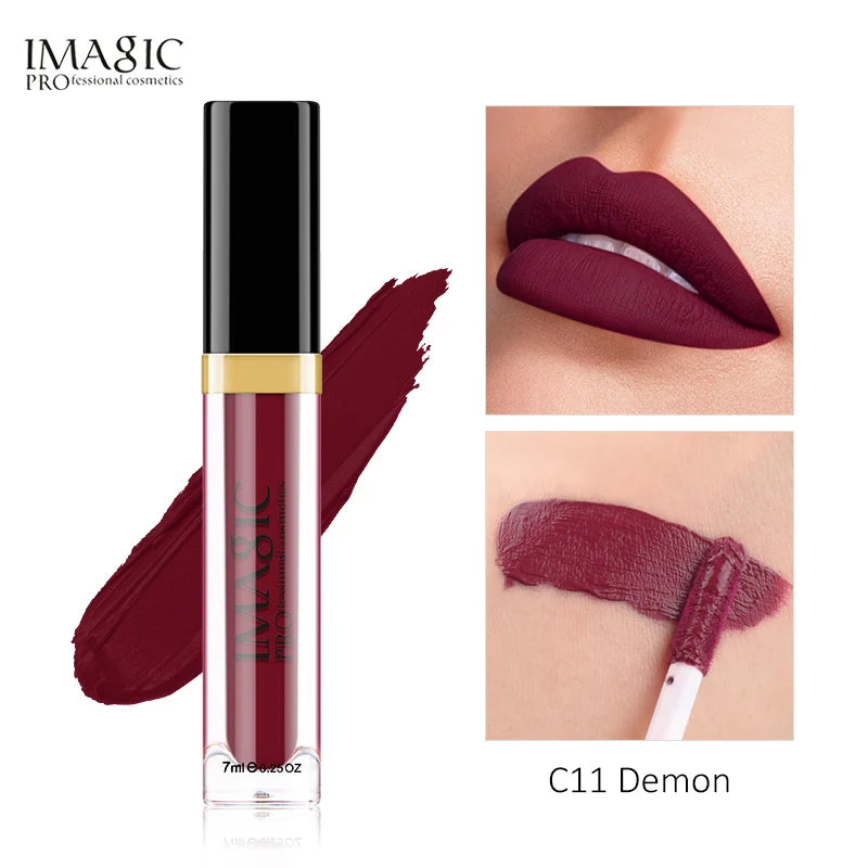 IMAGIC Matte Lip Gloss Waterproof  Liquid Lipgloss Matte Long Lasting Sexy Cosmetic Beauty Keep 24 Hours Makeup Lips