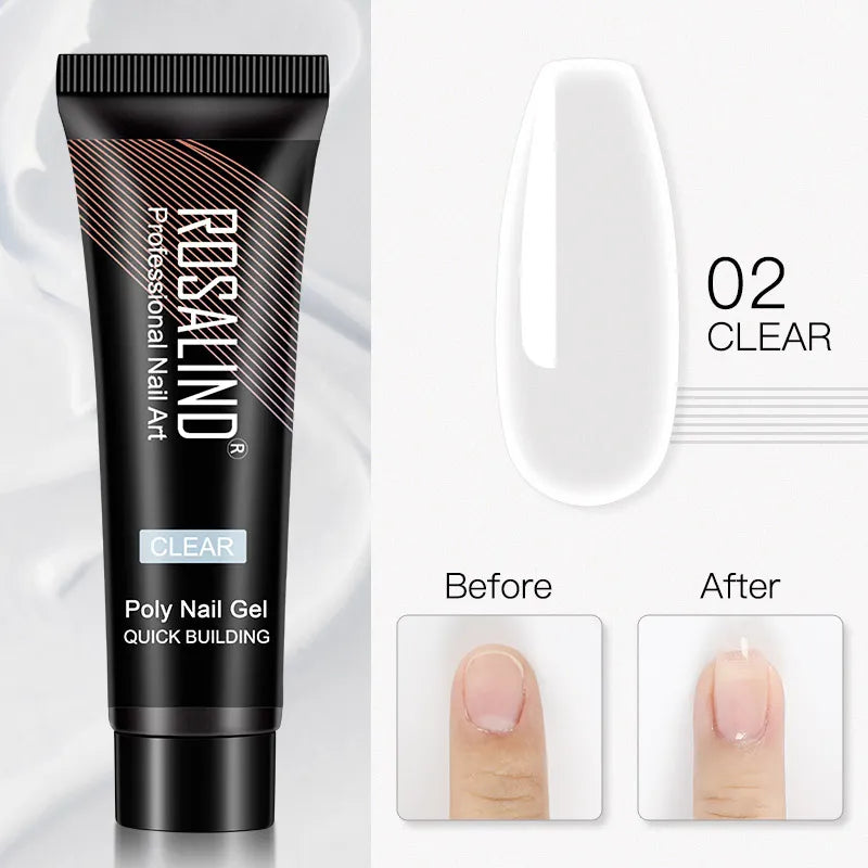 ROSALIND 15/30ml Poly Nail Gel Semi Permanent Acrylic Extension Crystal Nail Art Fast Builder Hybrid Varnish UV Poly Nail Polish