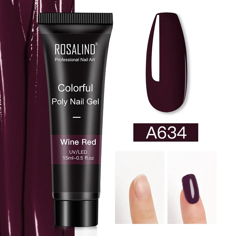 ROSALIND 15/30ml Poly Nail Gel Semi Permanent Acrylic Extension Crystal Nail Art Fast Builder Hybrid Varnish UV Poly Nail Polish