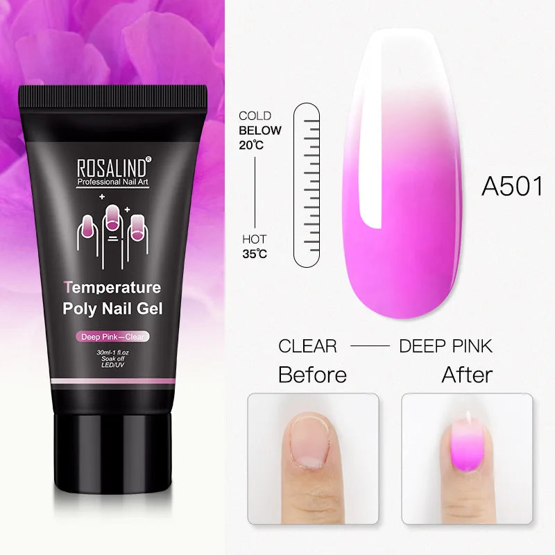 ROSALIND 15/30ml Poly Nail Gel Semi Permanent Acrylic Extension Crystal Nail Art Fast Builder Hybrid Varnish UV Poly Nail Polish