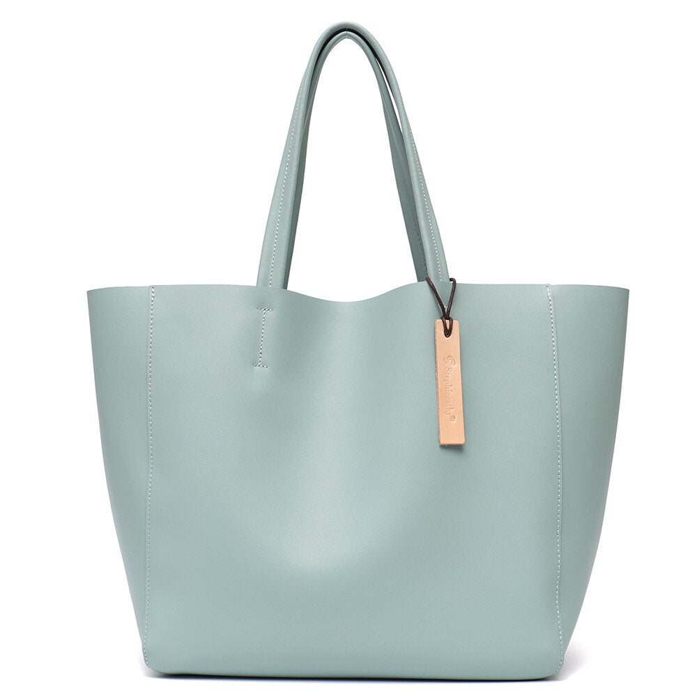 SC Luxury Brand Cow Leather Tote Bags Designer Cowhide Handbags Women Shoulder Bags Fashion Female Large Capacity Liner Bag