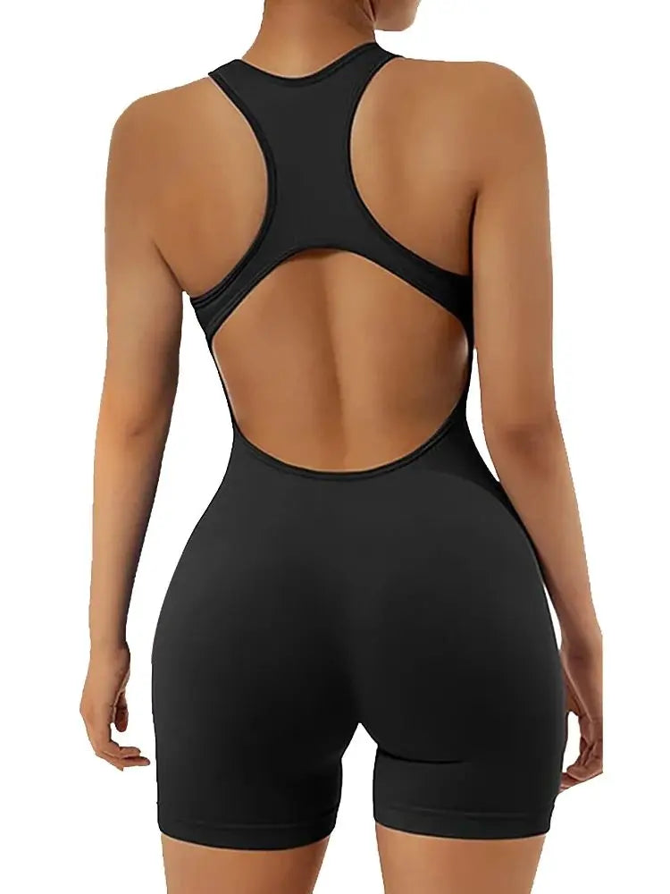 Sexy Slim Hip Lifting One-Piece Shorts High Waist Sports Yoga Wear Women's Gym Push Up Workout Clothes Fitness Sports Bodysuit