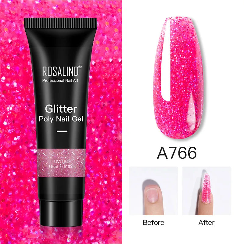 ROSALIND 15/30ml Poly Nail Gel Semi Permanent Acrylic Extension Crystal Nail Art Fast Builder Hybrid Varnish UV Poly Nail Polish