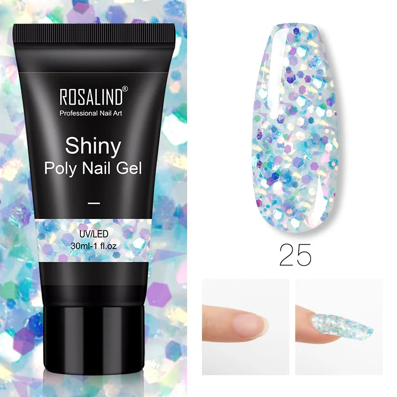 ROSALIND 15/30ml Poly Nail Gel Semi Permanent Acrylic Extension Crystal Nail Art Fast Builder Hybrid Varnish UV Poly Nail Polish