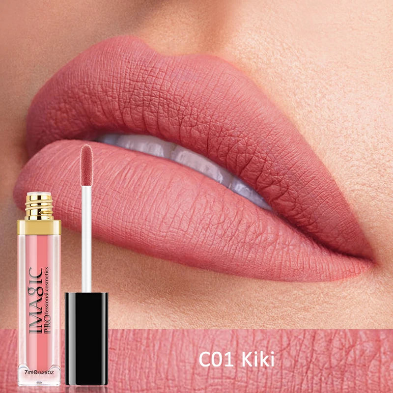 IMAGIC Matte Lip Gloss Waterproof  Liquid Lipgloss Matte Long Lasting Sexy Cosmetic Beauty Keep 24 Hours Makeup Lips