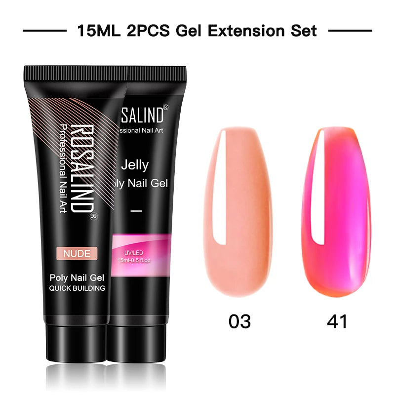 ROSALIND 15/30ml Poly Nail Gel Semi Permanent Acrylic Extension Crystal Nail Art Fast Builder Hybrid Varnish UV Poly Nail Polish