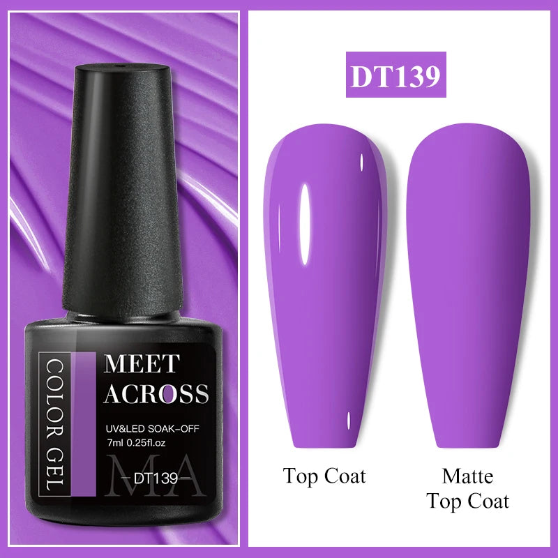 MEET ACROSS 7ml Auroras Thermal Gel Nail Polish Gold Glitter Gradient Color Changing Gel Semi Permanent Nail Art UV Gel Varnish