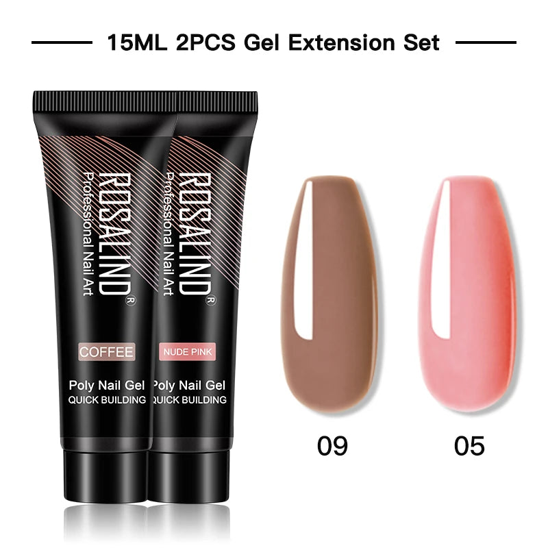 ROSALIND 15/30ml Poly Nail Gel Semi Permanent Acrylic Extension Crystal Nail Art Fast Builder Hybrid Varnish UV Poly Nail Polish