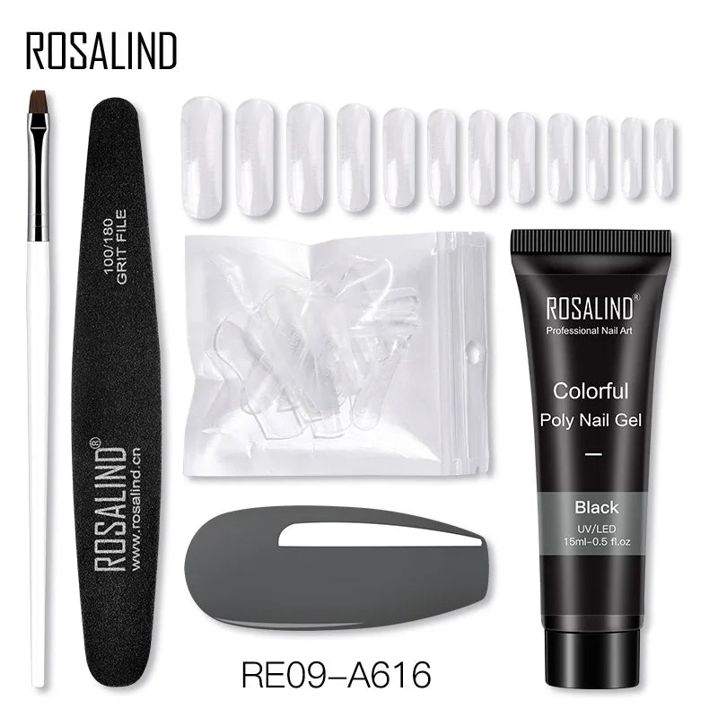 ROSALIND 15/30ml Poly Nail Gel Semi Permanent Acrylic Extension Crystal Nail Art Fast Builder Hybrid Varnish UV Poly Nail Polish