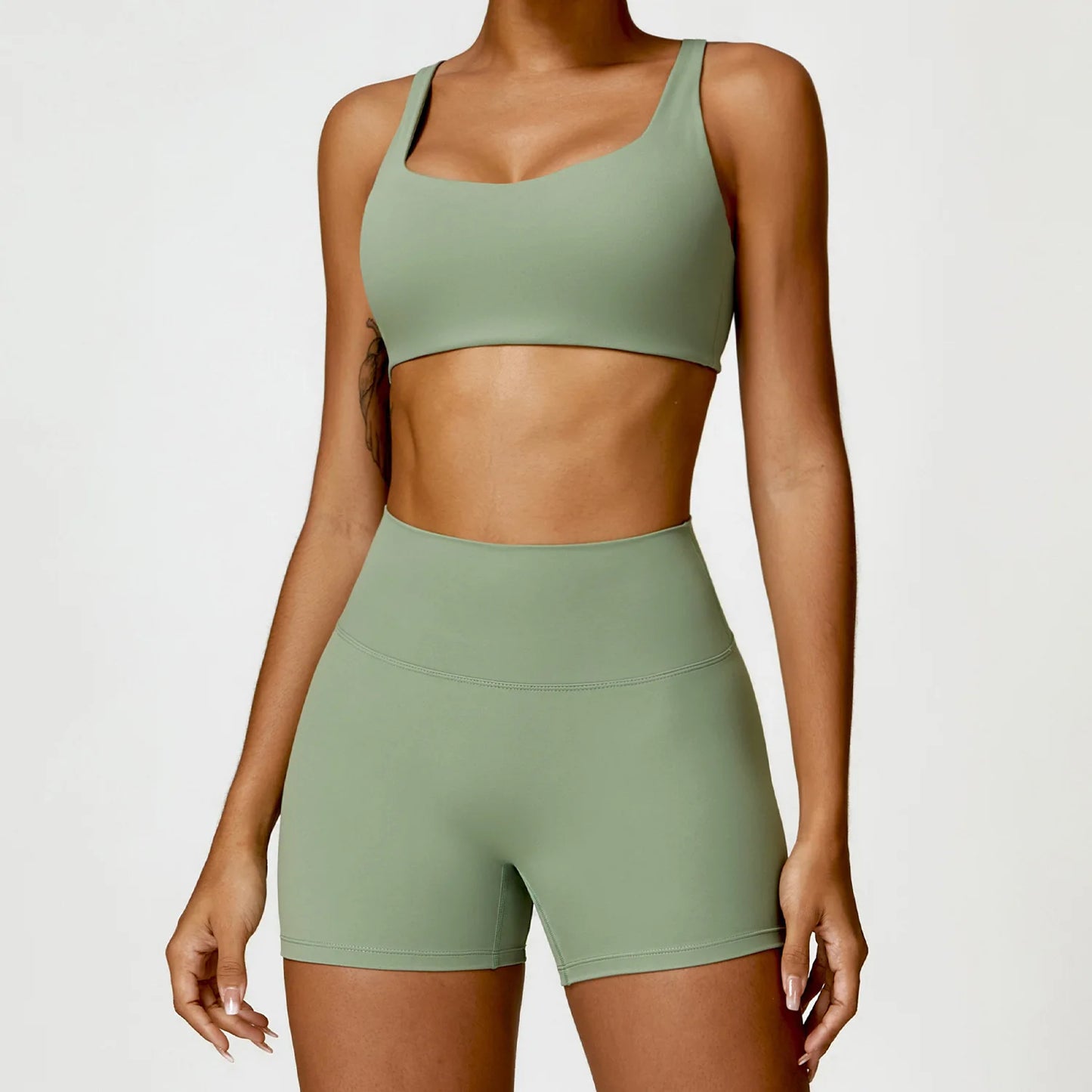 Yoga Set 2PCS Women Gym Long Sleeve Seamless Sportswear Workout Clothes Athletic Wear Legging Fitness Bra Crop Top Sports Suits
