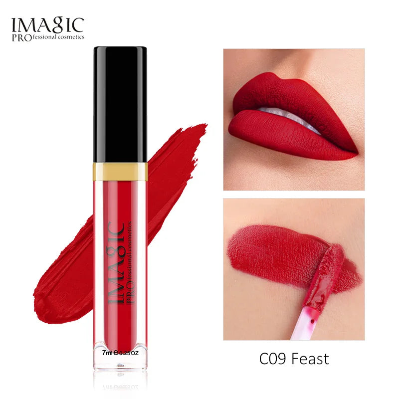 IMAGIC Matte Lip Gloss Waterproof  Liquid Lipgloss Matte Long Lasting Sexy Cosmetic Beauty Keep 24 Hours Makeup Lips