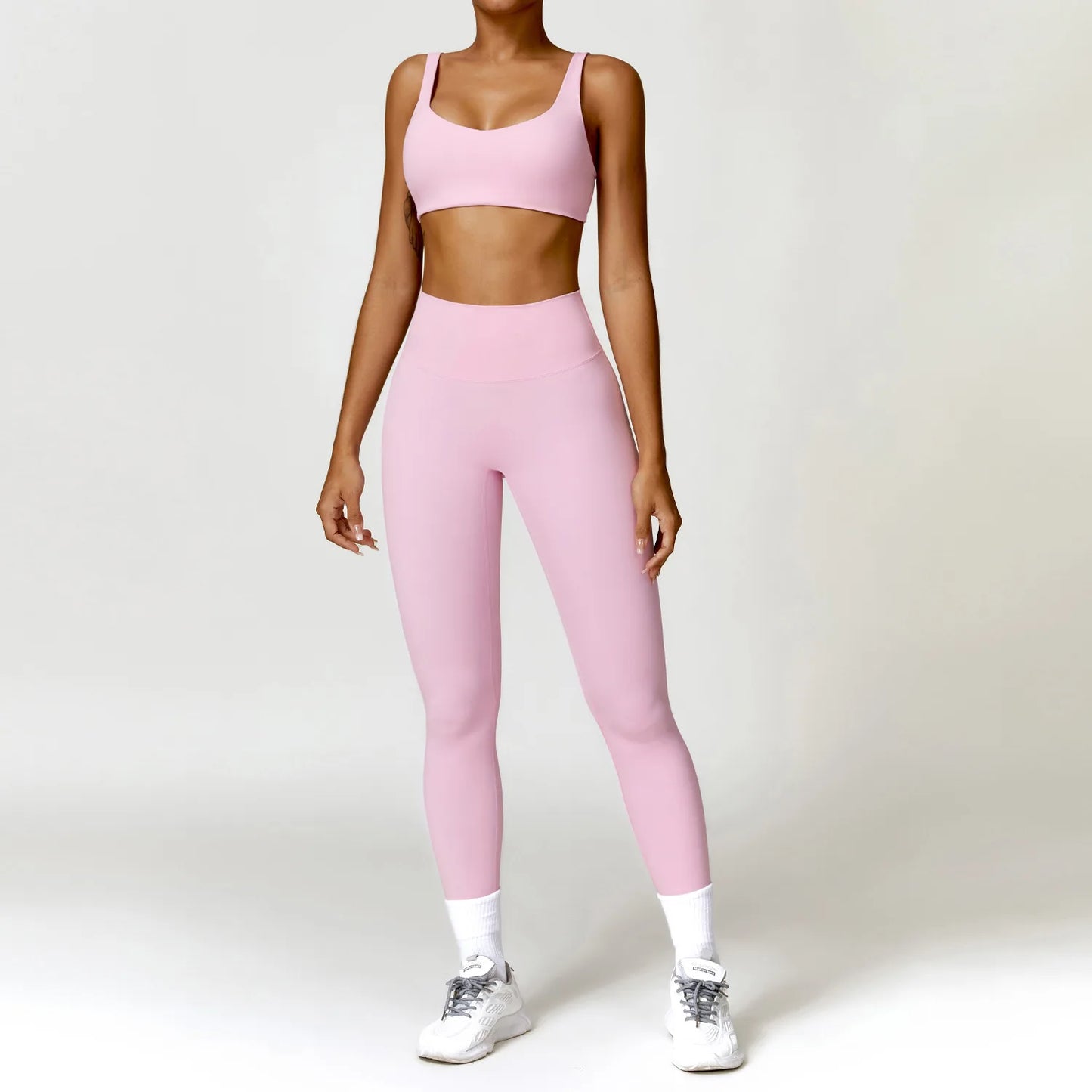 Yoga Set 2PCS Women Gym Long Sleeve Seamless Sportswear Workout Clothes Athletic Wear Legging Fitness Bra Crop Top Sports Suits