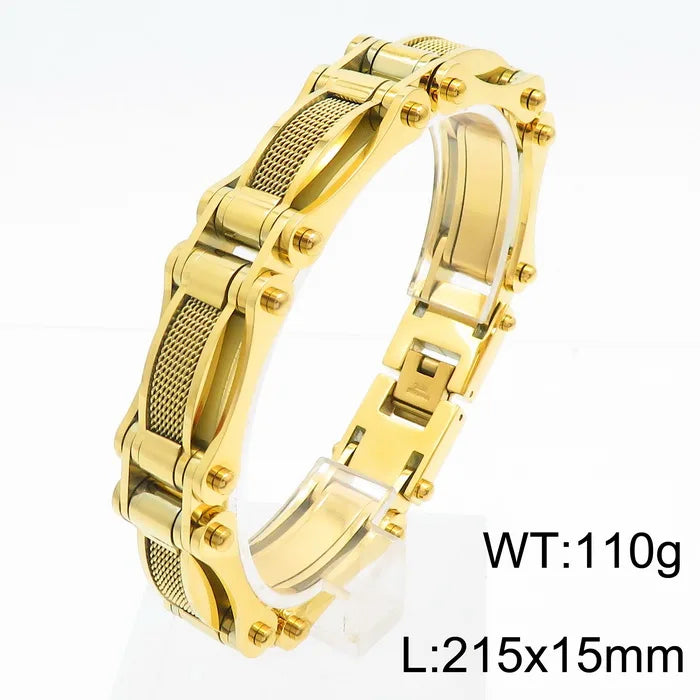 Luxury Gold Color Stainless Steel Link Chain Mesh Bracelets for Men Spulseiras Masculina Metal Male Charm Jewelry Accessory